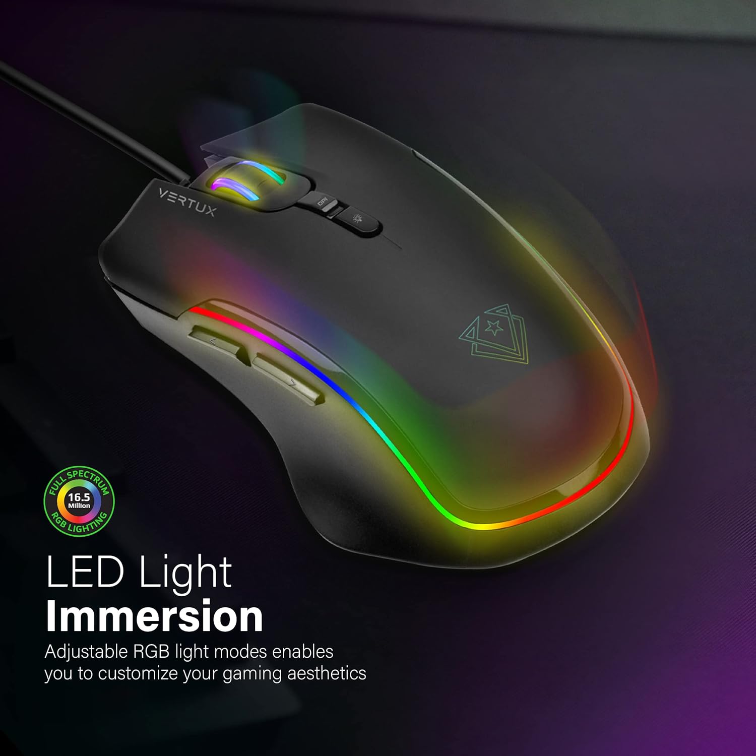 Vertux Assaulter Gaming Mouse Up to 10000 DPI Optical Sensor Lights Wired Optical Gaming Mouse Ultra Fast 10 Million Clicks Lightweight RGB Gaming Mouse Black Vertux Assaulter Gaming Mouse Up to 10000 DPI Optical Sensor Lights Wired Optical Gaming Mouse Ultra Fast 10 Million Clicks Lightweight RGB Gaming Mouse Black